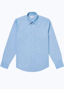 Fursac Cotton Shirt With A Swallow Collar Blue Store