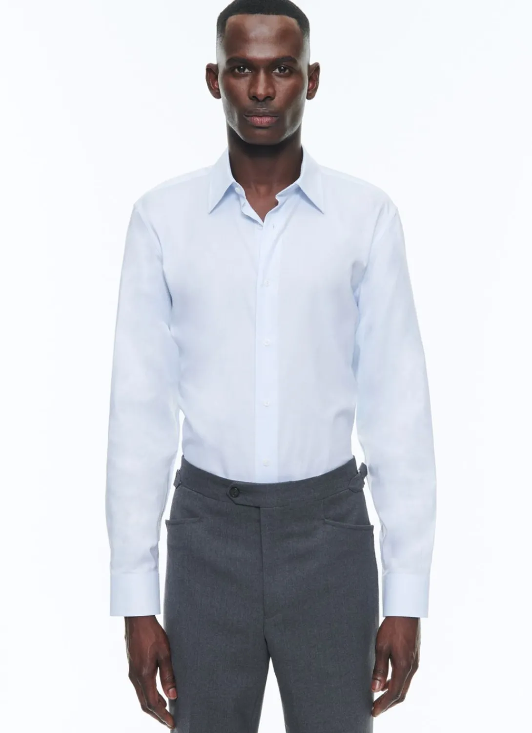 Fursac Cotton Shirt With Straight Collar Sky Blue - Micro-Design Hot