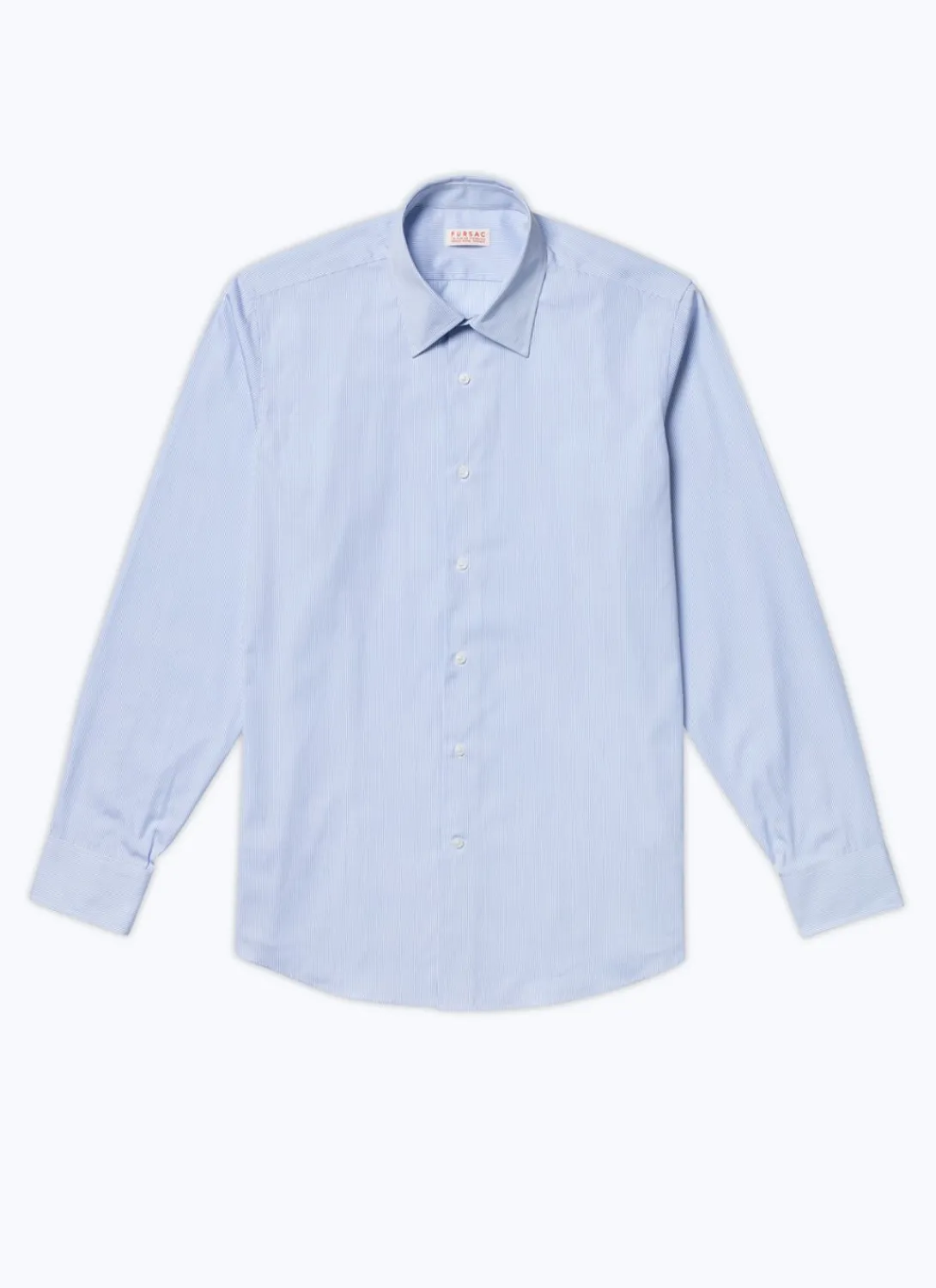 Fursac Cotton Shirt With Straight Collar Sky Blue Stripes Online
