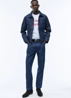 Fursac Denim Cotton Canvas Jacket Denim Blue Cheap