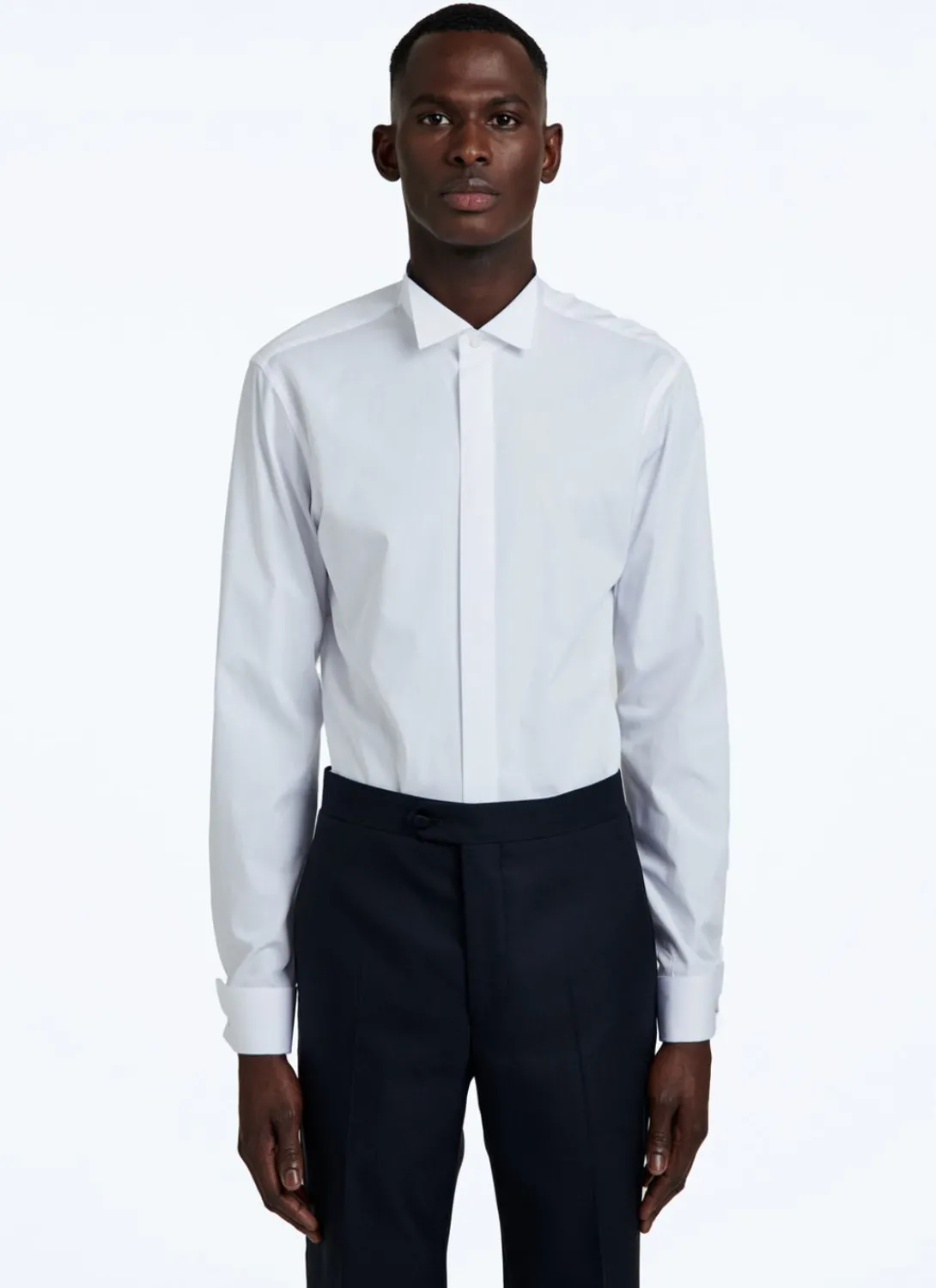 Fursac Egyptian Cotton Wing Collar And Hidden Placket Shirt White Hot