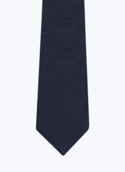 Fursac Embroidered Silk Satin Tie Navy Blue Best