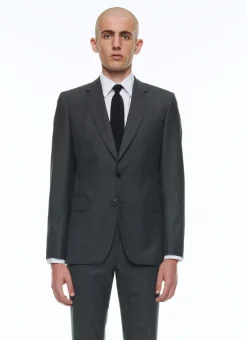 Fursac End-On-End Virgin Wool Fitted Suit Jacket Charcoal Grey - End-On-End Fashion