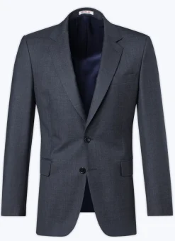 Fursac End-On-End Virgin Wool Fitted Suit Jacket Charcoal Grey - End-On-End Fashion