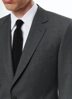 Fursac End-On-End Virgin Wool Fitted Suit Charcoal Grey - End-On-End Cheap