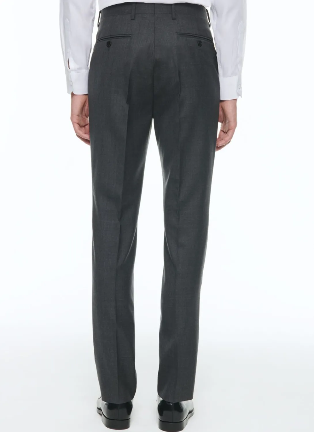 Fursac End-On-End Virgin Wool Fitted Trousers Charcoal Grey - End-On-End Sale