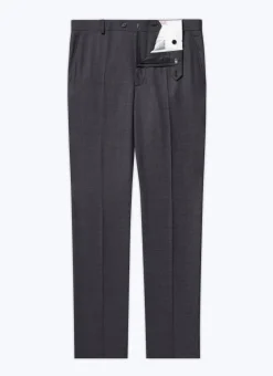 Fursac End-On-End Virgin Wool Fitted Trousers Charcoal Grey - End-On-End Sale