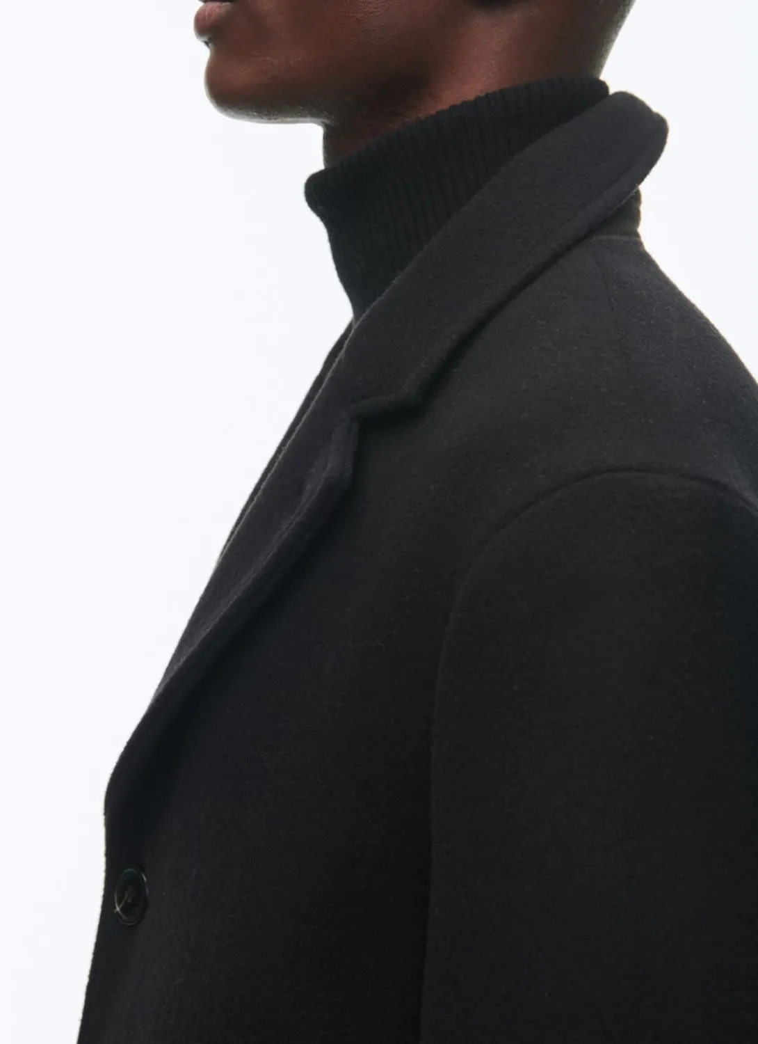 Fursac Fitted Wool Broadcloth Coat Black Clearance
