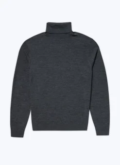 Fursac Grey Merino Wool Roll Neck Sweater Anthracite Grey Outlet