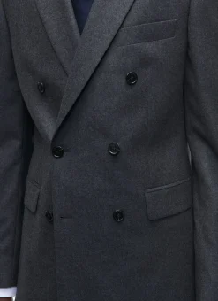 Fursac Grey Wool Flannel Double-Breasted Suit Charcoal Grey Cheap