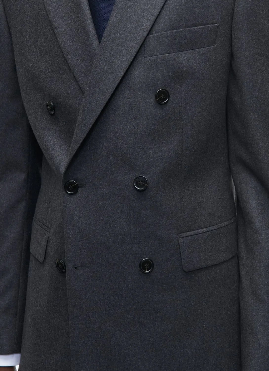 Fursac Grey Wool Flannel Double-Breasted Suit Charcoal Grey Cheap