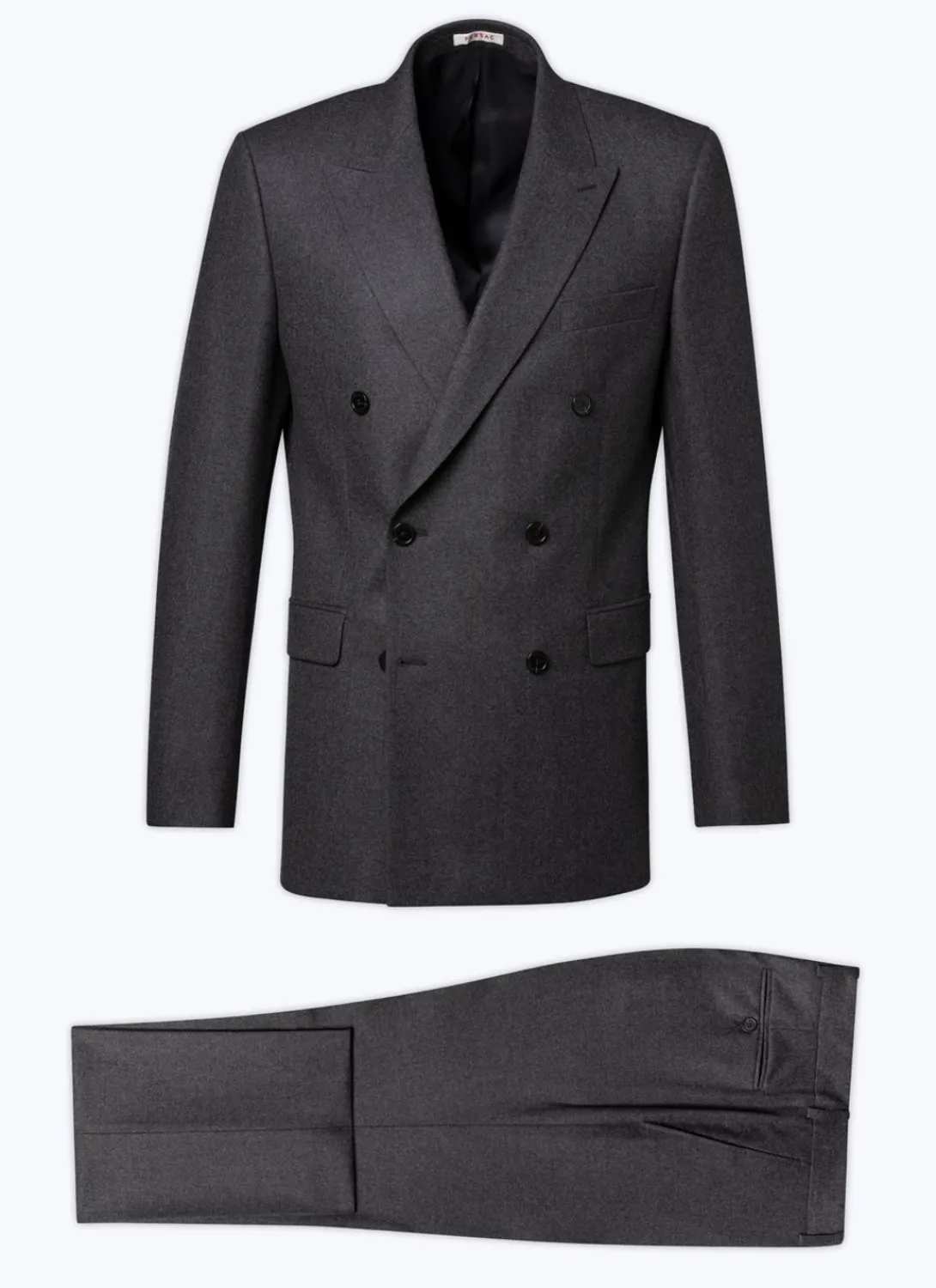Fursac Grey Wool Flannel Double-Breasted Suit Charcoal Grey Cheap