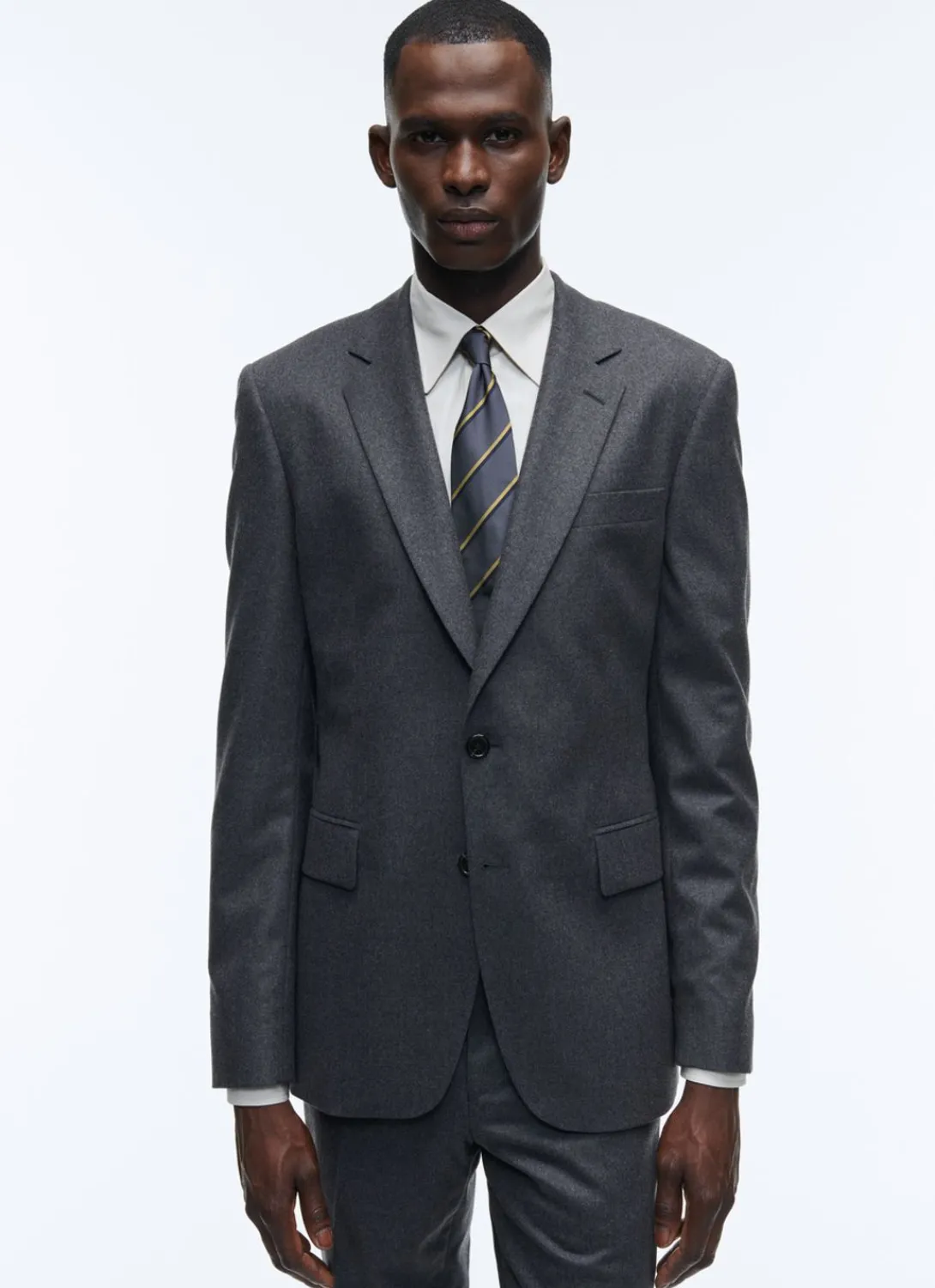 Fursac Grey Wool Flannel Suit Charcoal Grey Store