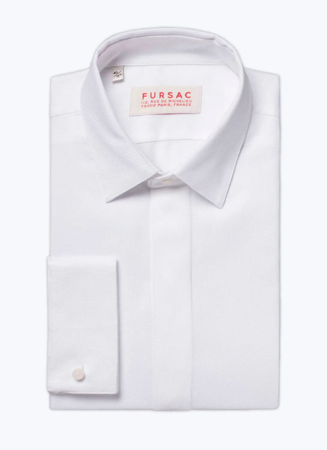 Fursac Honeycomb Cotton Hidden Placket Shirt White Hot