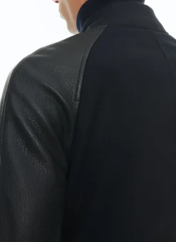 Fursac Lamb Leather And Wool Jacket Navy Blue Cheap
