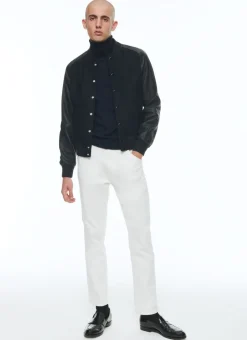 Fursac Lamb Leather And Wool Jacket Navy Blue Cheap