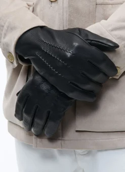 Fursac Leather Gloves Black Store