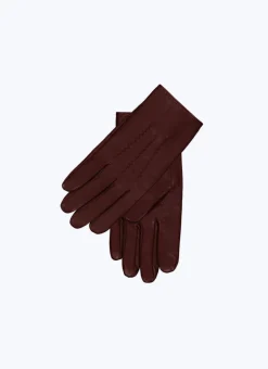 Fursac Leather Gloves Burgundy New