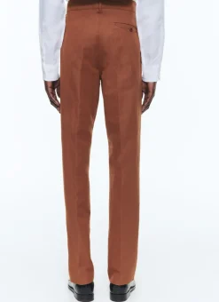 Fursac Linen And Cotton Chino Trousers Camel Brown Store