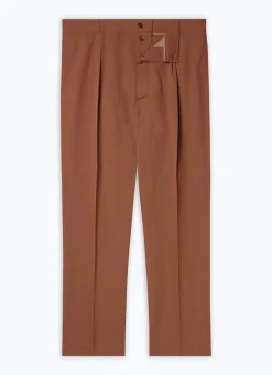 Fursac Linen And Cotton Chino Trousers Camel Brown Store