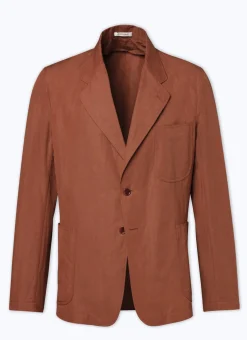Fursac Linen And Cotton Slack Jacket Camel Brown Clearance