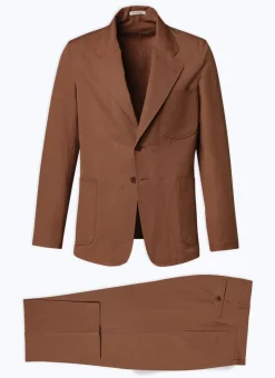 Fursac Linen And Cotton Slack Suit Camel Brown Best Sale