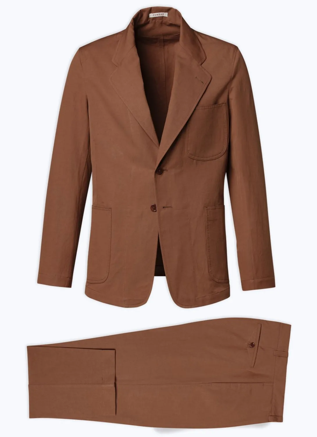 Fursac Linen And Cotton Slack Suit Camel Brown Best Sale