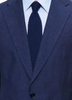 Fursac Linen And Virgin Wool Straight Suit Medium Blue Clearance
