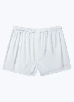 Fursac Lot Of 2 Cotton Boxer Shorts With Embroidery White And Blue - Fursac Embroidery Best Sale