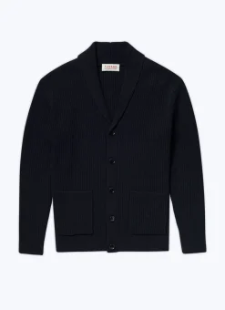 Fursac Merino Wool Cardigan Navy Blue Discount