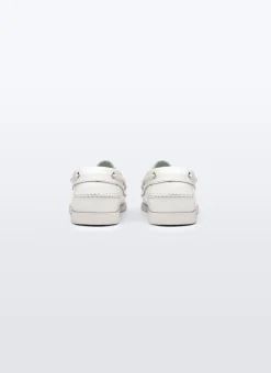 Fursac Napa Leather Boat Loafers White Hot