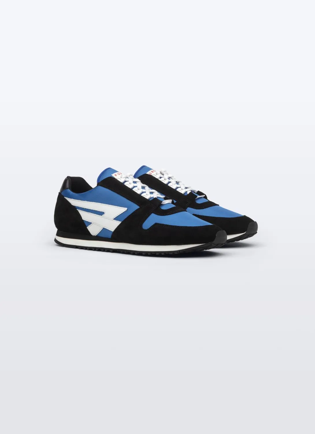 Fursac Navy Blue And Black Leather And Nylon Sneakers Navy Blue And Black - White Logo Sale