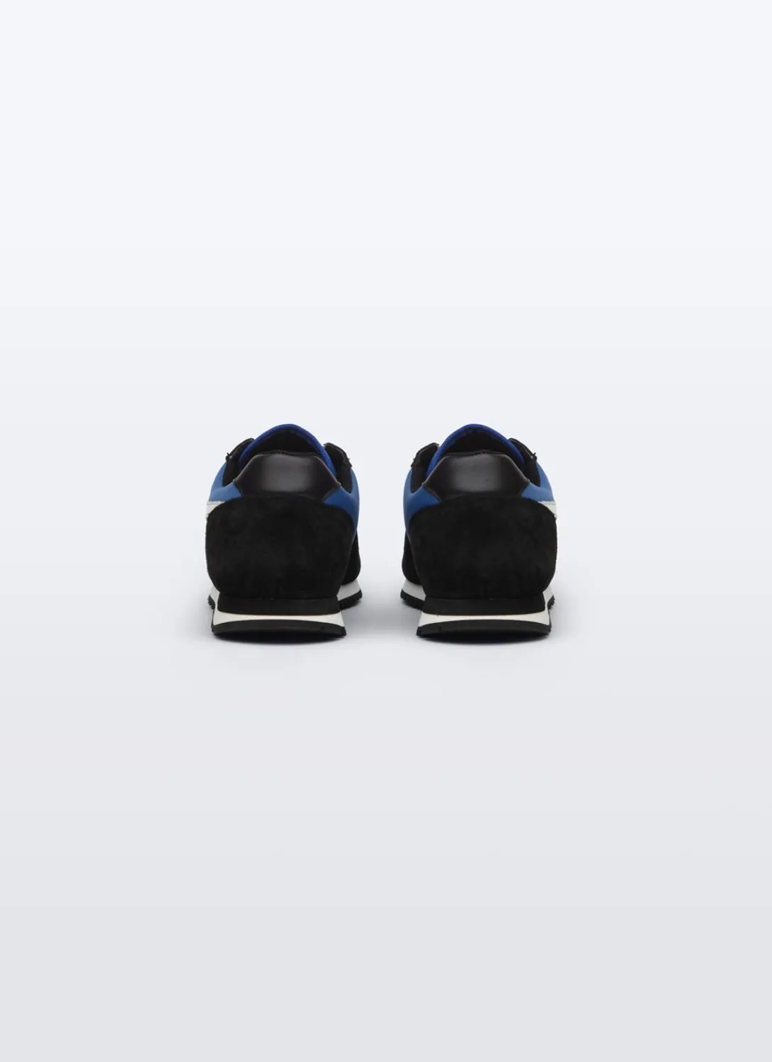 Fursac Navy Blue And Black Leather And Nylon Sneakers Navy Blue And Black - White Logo Sale