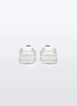 Fursac Openwork Leather Boat Shoes White Outlet