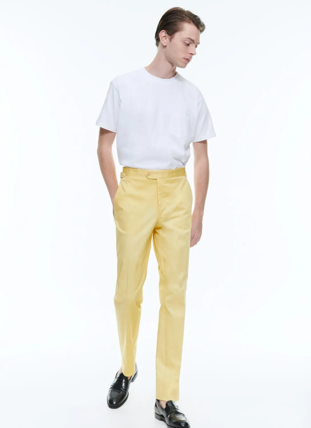 Fursac Organic Cotton Fitted Chino Pants Pale Yellow Sale