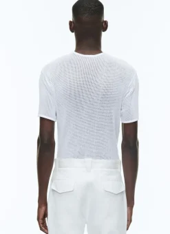 Fursac Organic Cotton Hemstitched T-Shirt White Discount