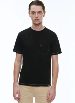 Fursac Organic Cotton Jersey Embroided T-Shirt Black - Fursac Embroidery Fashion