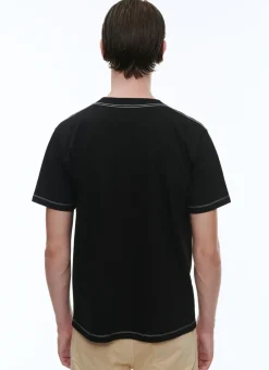 Fursac Organic Cotton Jersey Embroided T-Shirt Black - Fursac Embroidery Fashion