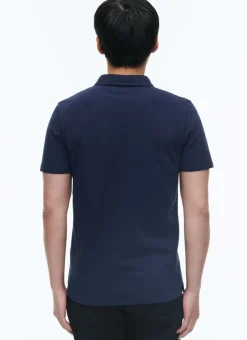 Fursac Organic Cotton Pique Polo Sweater Navy Blue Outlet