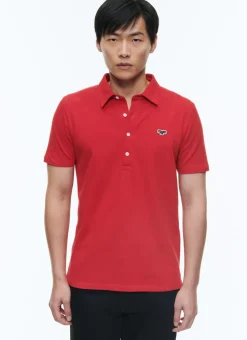 Fursac Organic Cotton Pique Polo Sweater Red Cheap