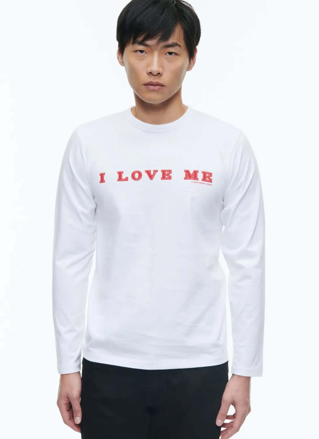 Fursac Organic Cotton Printed T-Shirt White - Red "I Love Me" Print Cheap
