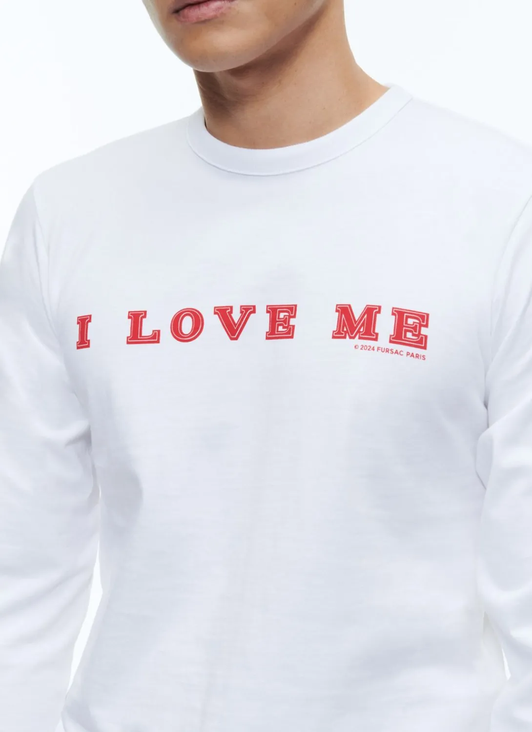 Fursac Organic Cotton Printed T-Shirt White - Red "I Love Me" Print Cheap