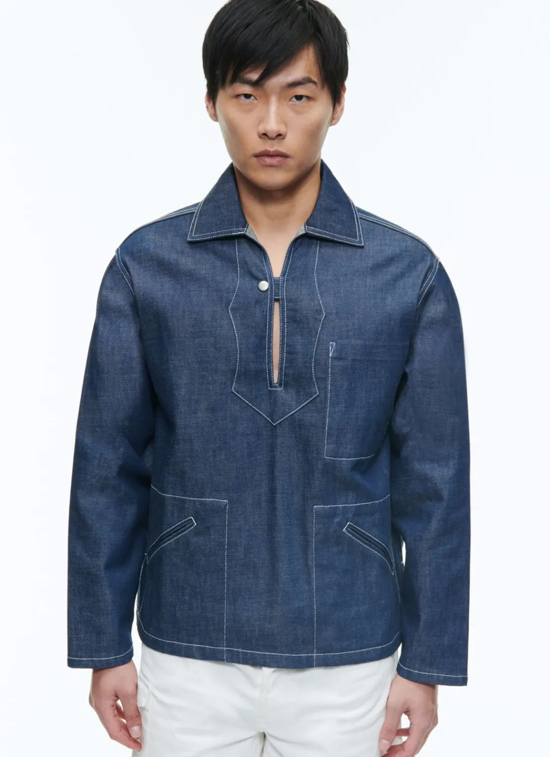 Fursac Organic Cotton Serge Peacoat Denim Blue Fashion