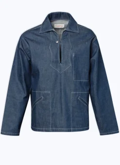 Fursac Organic Cotton Serge Peacoat Denim Blue Fashion