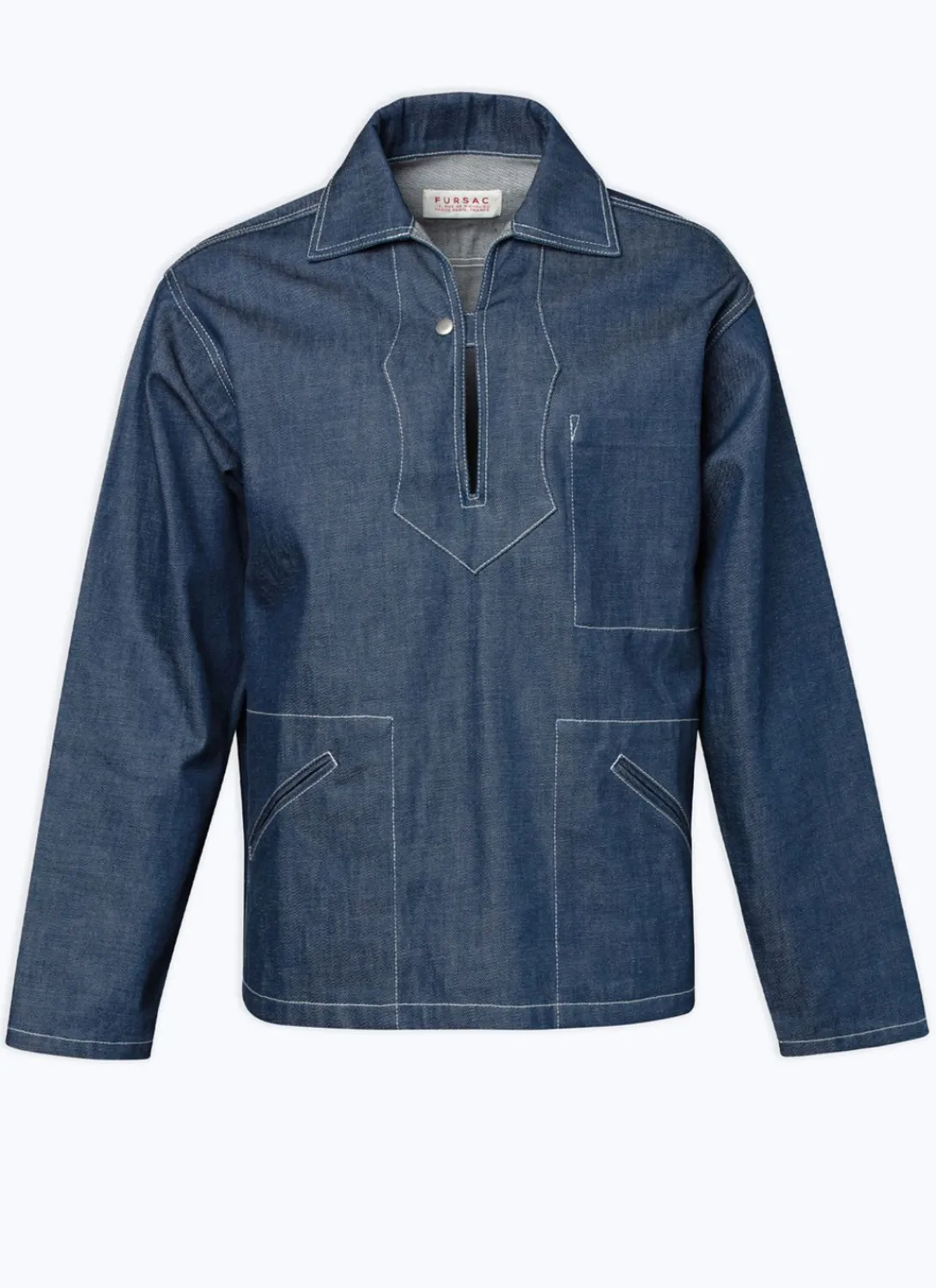 Fursac Organic Cotton Serge Peacoat Denim Blue Fashion
