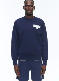 Fursac Organic Cotton Sweatshirt With Logo Navy Blue Best Sale