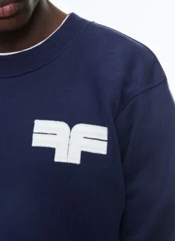 Fursac Organic Cotton Sweatshirt With Logo Navy Blue Best Sale