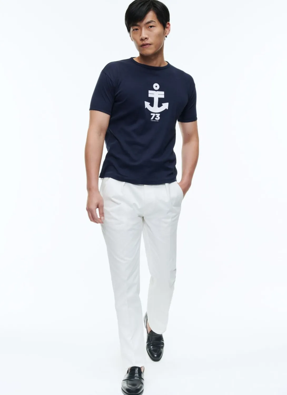 Fursac Organic Cotton T-Shirt With Print Navy Blue - Anchor Print Cheap
