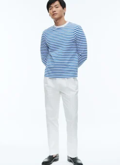 Fursac Organic Cotton T-Shirt With Stripes White And Navy Blue Stripes Discount