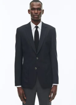 Fursac Organic Wool Canvas Blazer Jacket Navy Blue Sale